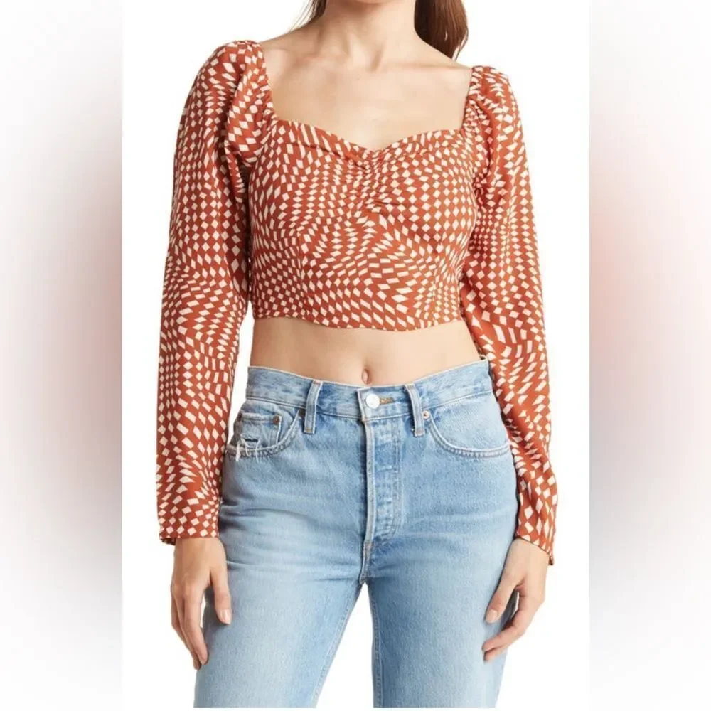 NWT Melrose and Market Cinch Long Sleeve Crop Top XS